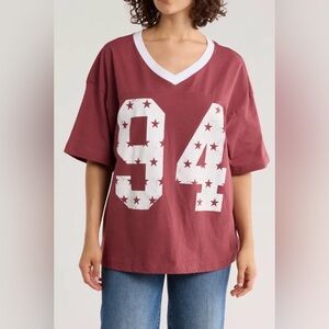 HI RES 94 Stars Jersey Tee Oxblood/White $44 Retail NWT